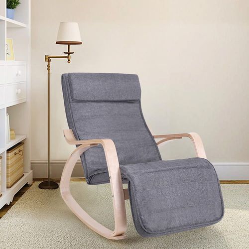 Fauteuil À Bascule Moderne Imitation Lin Gris