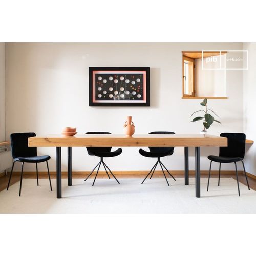 Table De Repas En Bois Clair Et Métal Noir 10 Places