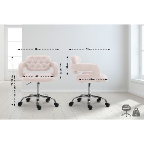 Tabouret De Travail Réglable Pivotant En Tissu Beige
