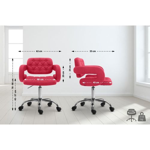 Tabouret De Travail Réglable Pivotant En Tissu Rouge