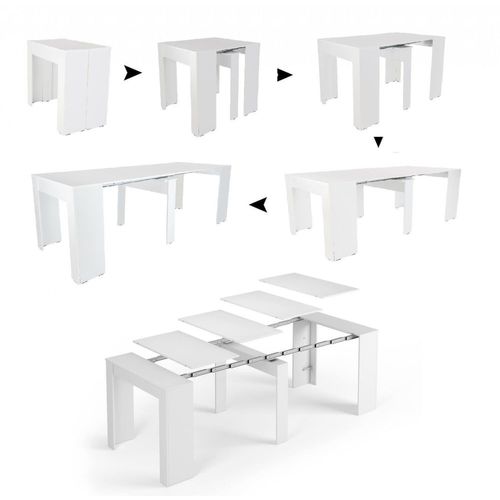 Table Console À Rallonge Effet Bois Blanc 90x51 Cm