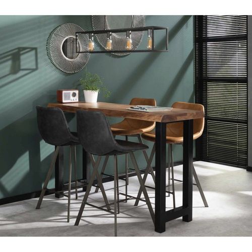 Table Haute De Repas En Bois D'acacia Et Acier