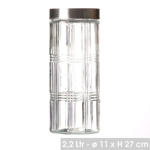 Bocal Cuisine Hermétique En Verre Avec Couvercle Inox 2200ml