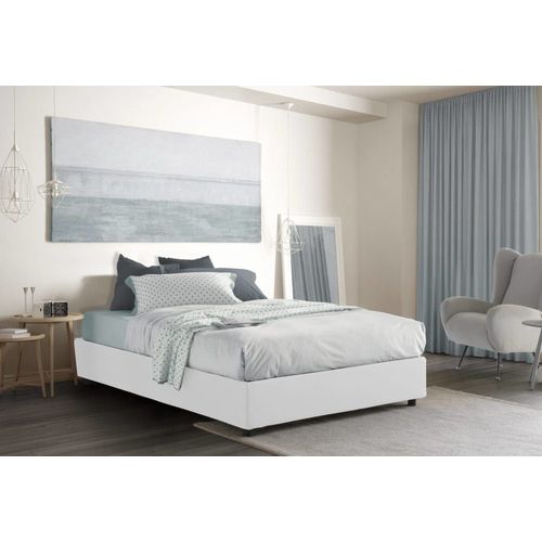 Lit Double En Tissu Blanc 160x190 Cm
