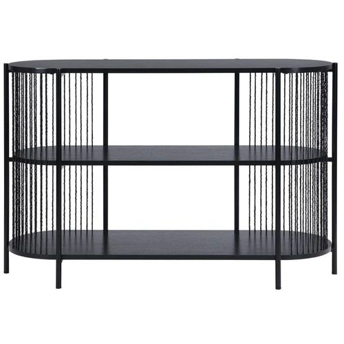 Console D'entrée Noire En Bois, Métal Et Corde 3 Plateaux 124x42x80cm