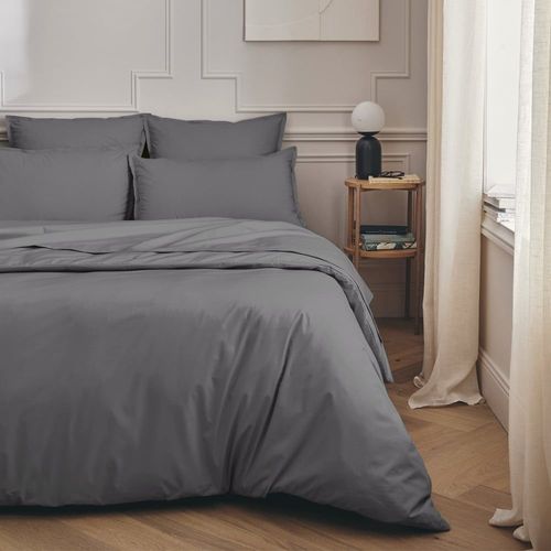 Drap Housse En Percale De Coton Gris 140x200