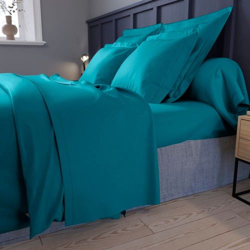 Drap Housse Satin De Coton Coloris Canard 140x200 Cm