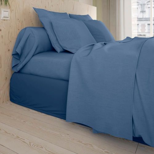 Drap Housse Coton Bleu 140x190 Cm