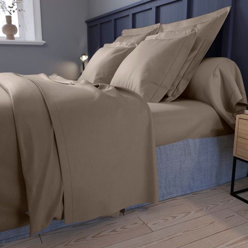 Drap Housse Satin De Coton Coloris Taupe 160x200 Cm