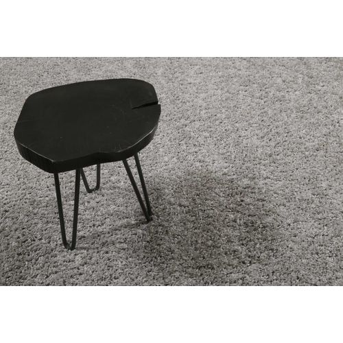 Tapis Rond Poils Longs Effet Bouclette Gris Clair 200 Rd.