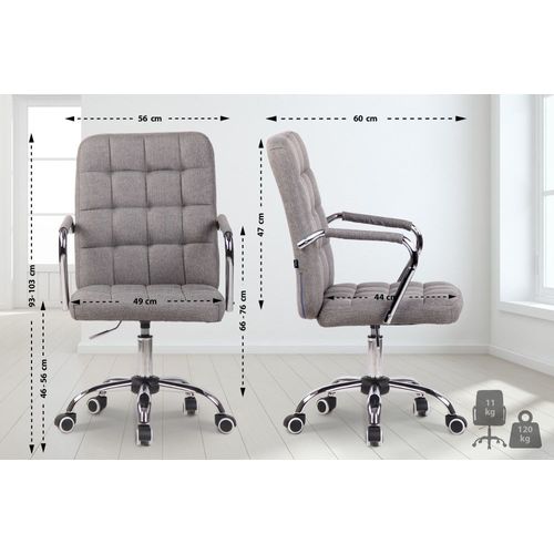 Chaise De Bureau Réglable Pivotante En Tissu Gris