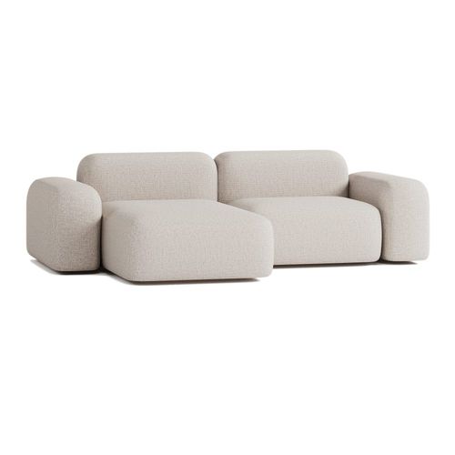 Canapé D'angle 3 Places Tissu Beige