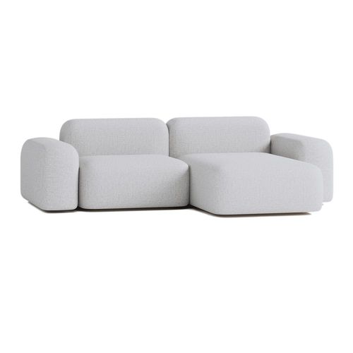Canapé D'angle 3 Places En Tissu Gris Clair