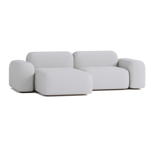 Canapé D'angle 3 Places Tissu Gris Clair