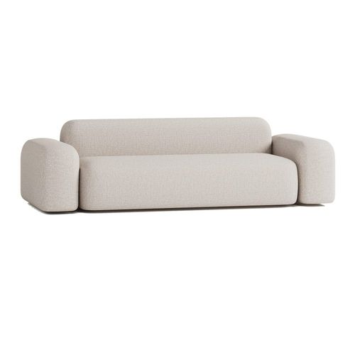 Canapé Droit Contemporain 3 Places En Tissu Beige