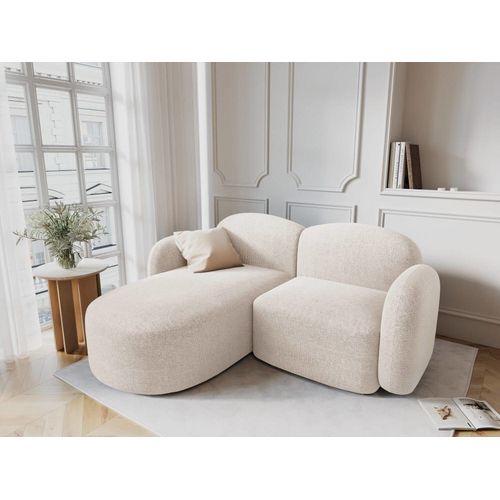 Canapé D'angle Gauche 3 Places En Tissu Chenille Beige Clair Mélange