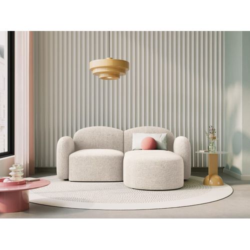 Canapé D'angle Droit 3 Places En Tissu Chenille Beige Clair Mélange