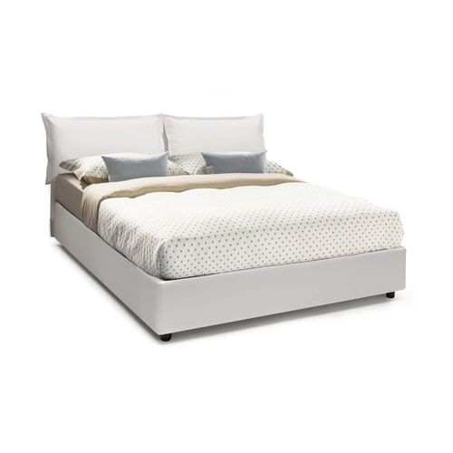 Lit Double En Similcuir Blanc 160x190 Cm