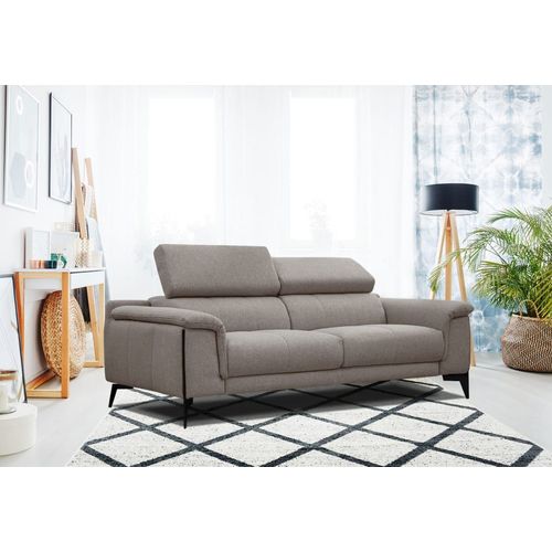 Canapé Xxl Droit 3 Places Tissu Taupe