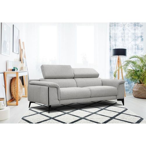 Canapé Xxl Droit 3 Places Tissu Gris Clair