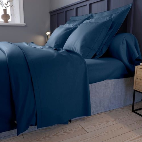Drap Housse Satin De Coton Coloris Marine 140x200 Cm