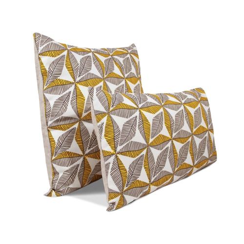 Housse De Coussin Bi Matière En Lin Et Coton 50x50cm Safran