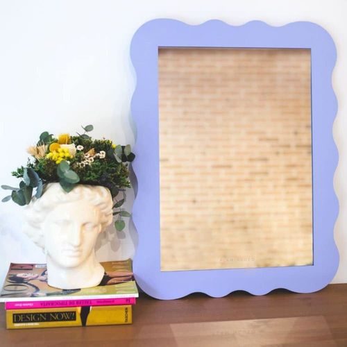 Miroir Mural Asymétrique Métal 65x50x2,5cm Bleu