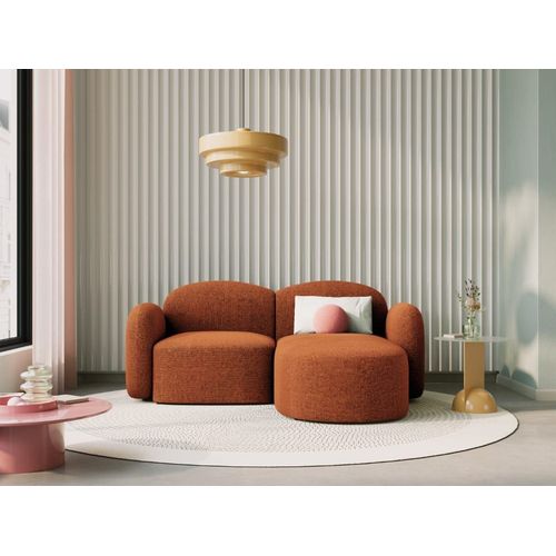 Canapé D'angle Droit 3 Places En Tissu Chenille Mélange De Terre Cuite