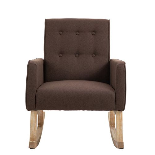 Chaise À Bascule Avec Accoudoirs Et Assise En Tissu Marron
