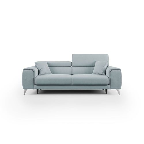Canapé Avec Assises Coulissantes En Tissu 215 Cm Bleu Pastel