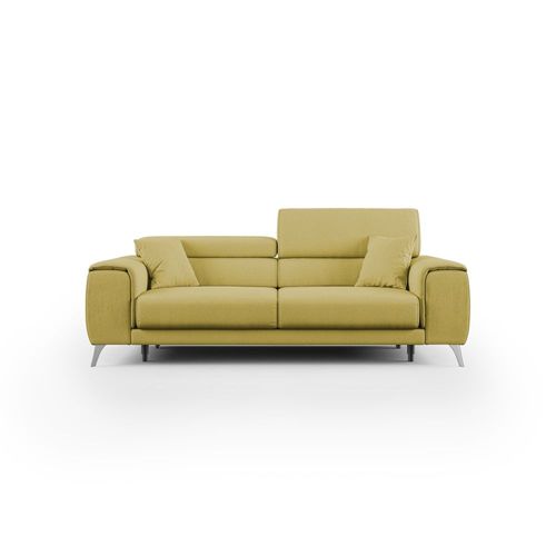 Canapé Avec Assises Coulissantes En Tissu 185 Cm Jaune