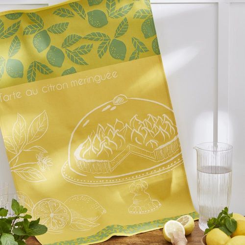 Torchon Imprimé En Jacquard De Coton Jaune 50x75