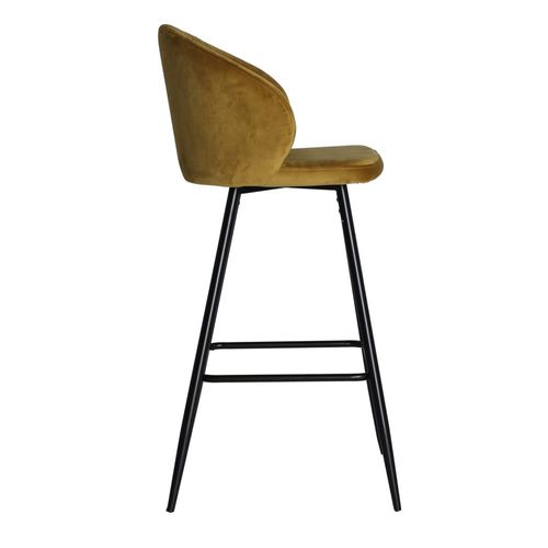Tabouret En Velours Ocre 50x53x103 Cm - Lot De 2