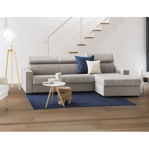 Canapé D'angle Convertible En Tissu Tourterelle 140x95 Cm