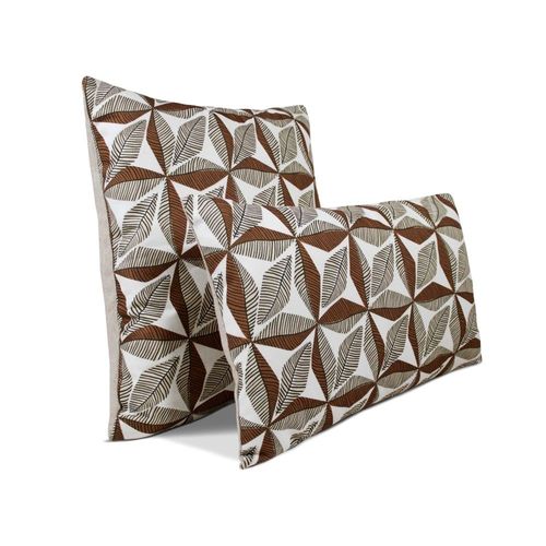 Housse De Coussin Bi Matière En Lin Et Coton 33x57cm Cuivre