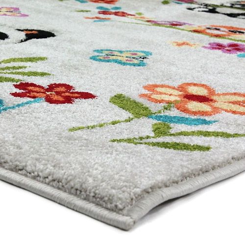 Tapis Toucher Laineux Imprimé Petits Pandas Blanc 100x150