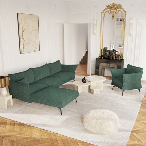 Fauteuil Velours À Motifs Vert Émeraude