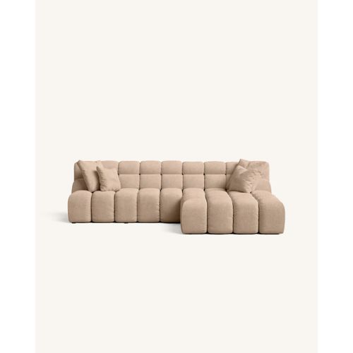 Canapé D'angle Droit 2 Places En Tissu Brun Clair