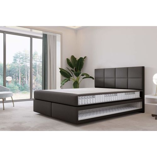 Ensemble sommier et matelas en velours noir 200x200