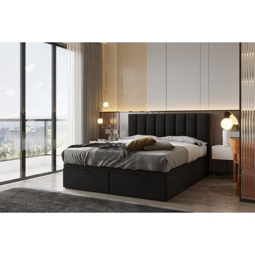Ensemble sommier et matelas en velours noir 200x200