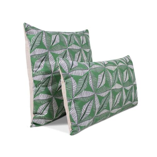 Housse De Coussin Bi Matière En Lin Et Coton 50x50cm Vert Mousse