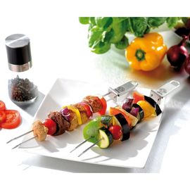 Set de 2 brochettes à barbecue en acier inoxydable argent