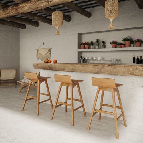 Chaise De Bar En Bois De Teck 72,5 Cm
