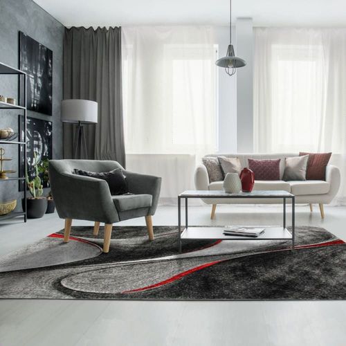 Tapis À Motifs Vagues Abstraites Rouge 120x170