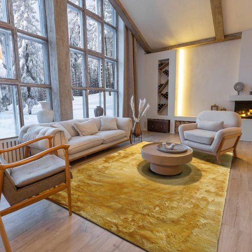 Tapis Imitation Fourrure Extra-Doux Jaune 160x220