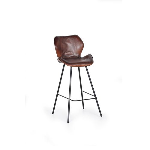 Tabouret En Cuir Naturel Avec Pieds En Métal