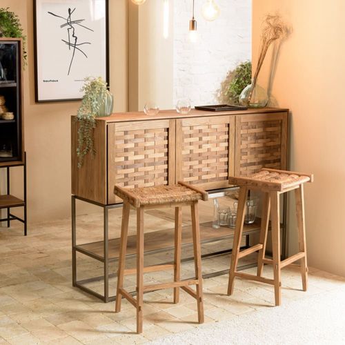 Tabouret Haut Assise En Tissage Naturel