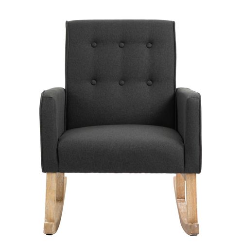 Chaise À Bascule Avec Accoudoirs Et Assise En Tissu Gris Foncé