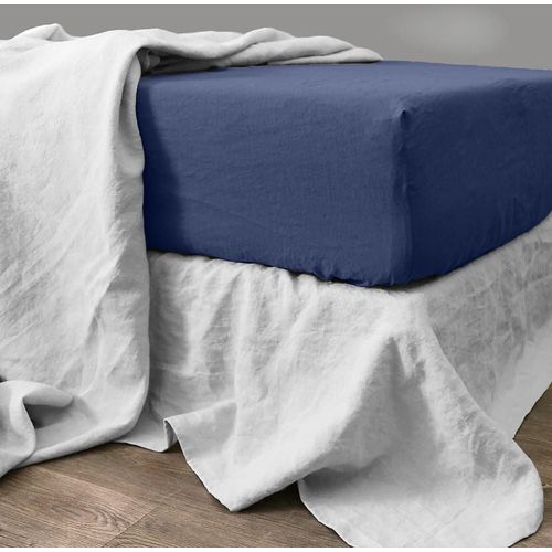 Drap Housse Lin Cobalt 200x200 Cm