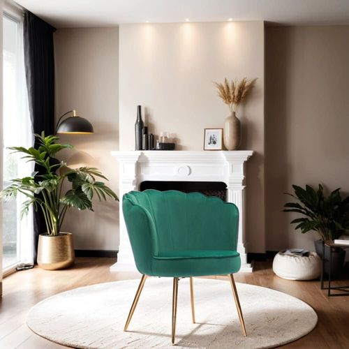 Fauteuil En Velours Vert Sapin Avec Pieds Doré
